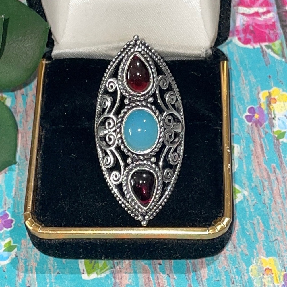 Rubelite & Chalcedony Ring - image 2